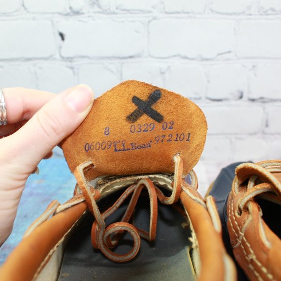 LL Bean Unlined Brown Leather Low Rubber Ankle Duck Boots Size 8 - Picture 7 of 9